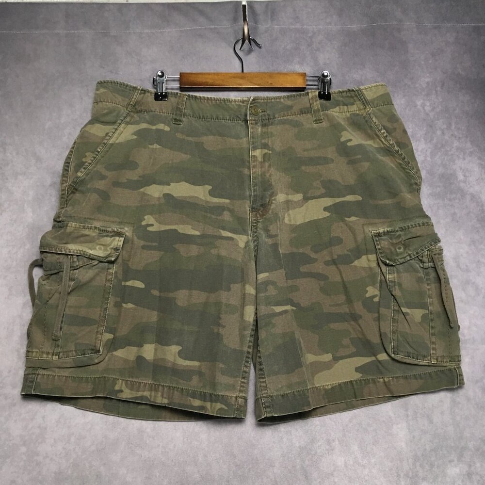 Faded Glory‎ Mens Cargo Shorts size 42 Green Jungle Camouflage Cotton Pockets